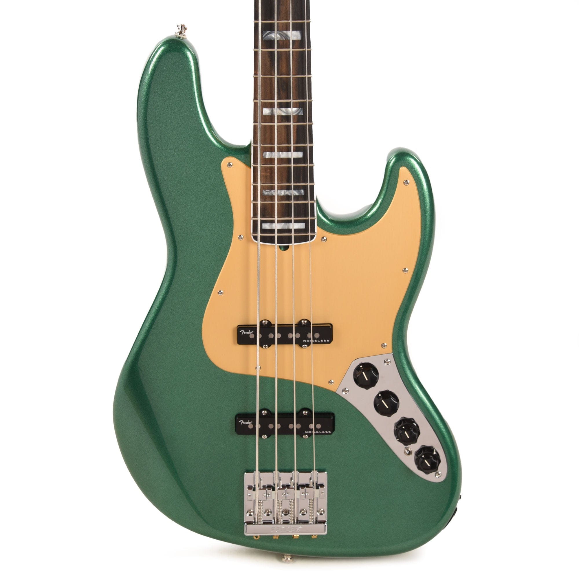 Fender American Ultra Jazz Bass Mystic Pine Green w/Ebony Fingerboard, Anodized Gold Pickguard, & Matching Headcap Bass Guitars / 4-String