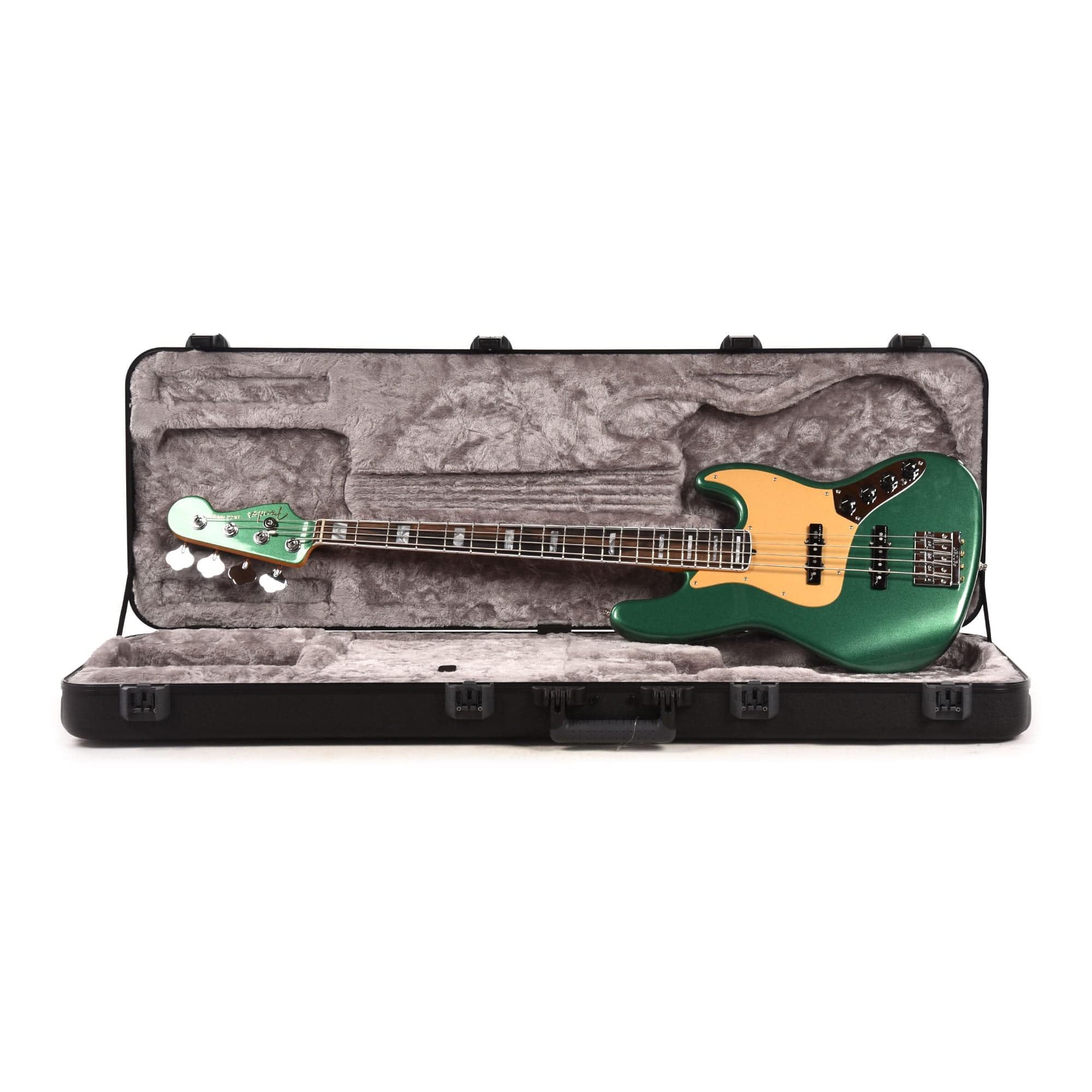Fender American Ultra Jazz Bass Mystic Pine Green w/Ebony Fingerboard, Anodized Gold Pickguard, & Matching Headcap Bass Guitars / 4-String