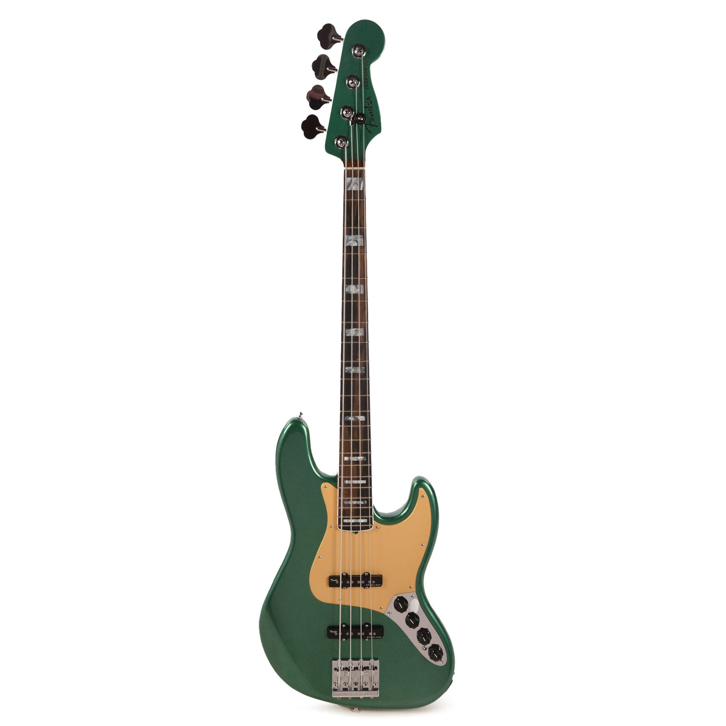 Fender American Ultra Jazz Bass Mystic Pine Green w/Ebony Fingerboard, Anodized Gold Pickguard, & Matching Headcap Bass Guitars / 4-String