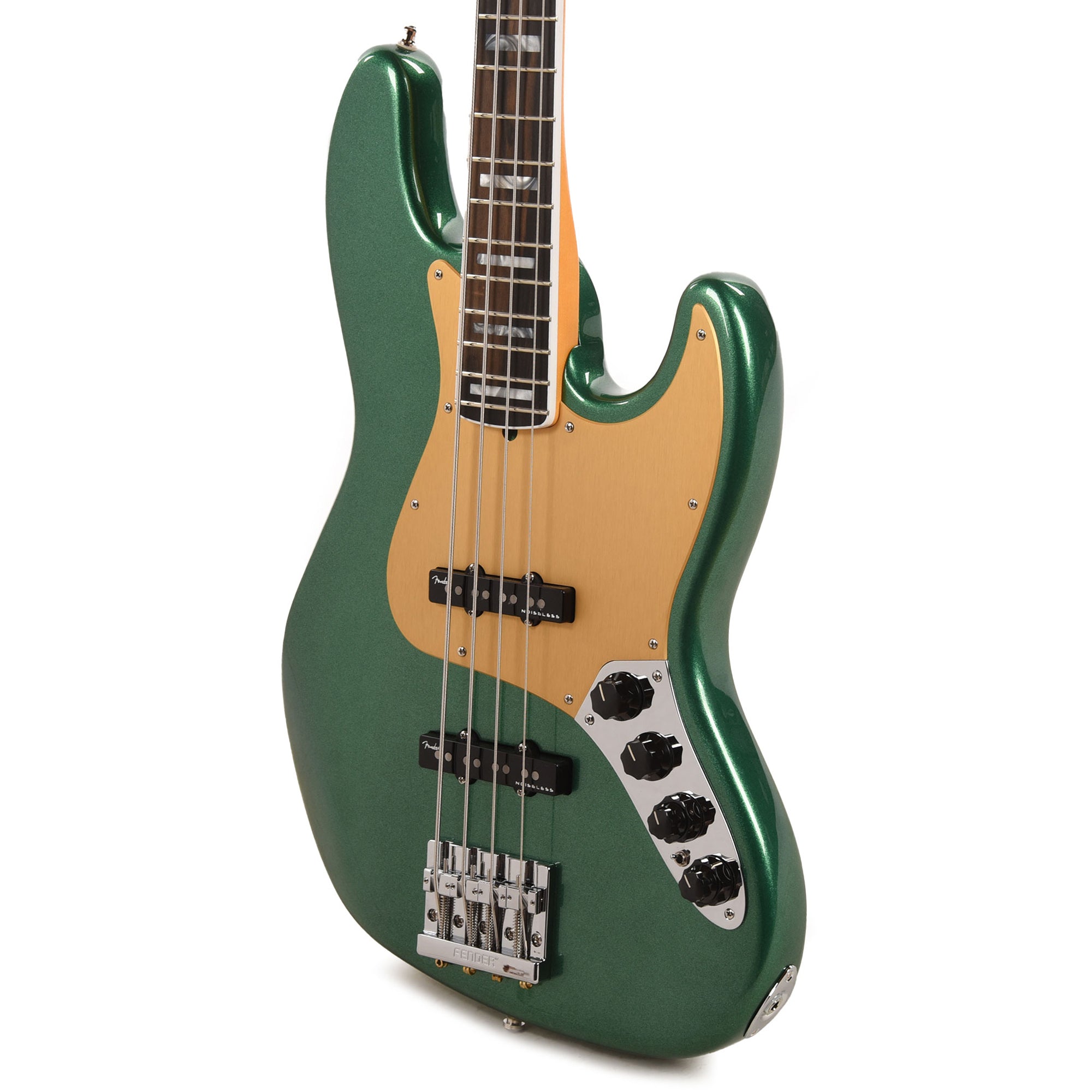 Fender American Ultra Jazz Bass Mystic Pine Green w/Ebony Fingerboard, Anodized Gold Pickguard, & Matching Headcap Bass Guitars / 4-String