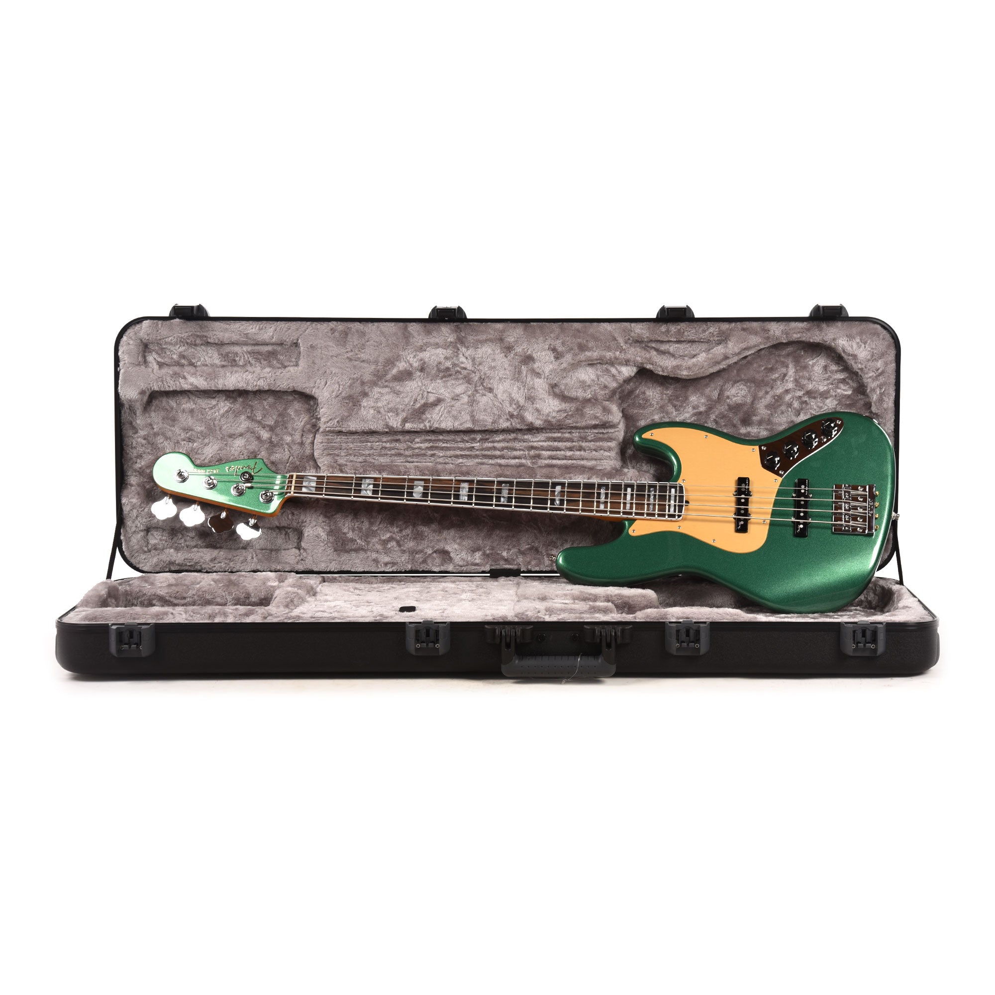 Fender American Ultra Jazz Bass Mystic Pine Green w/Ebony Fingerboard, Anodized Gold Pickguard, & Matching Headcap Bass Guitars / 4-String