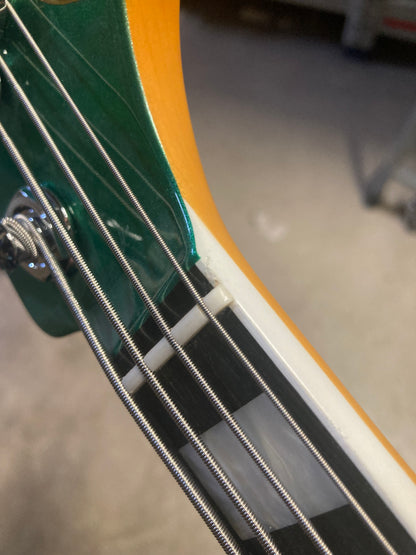 Fender American Ultra Jazz Bass Mystic Pine Green w/Ebony Fingerboard, Anodized Gold Pickguard, & Matching Headcap Bass Guitars / 4-String