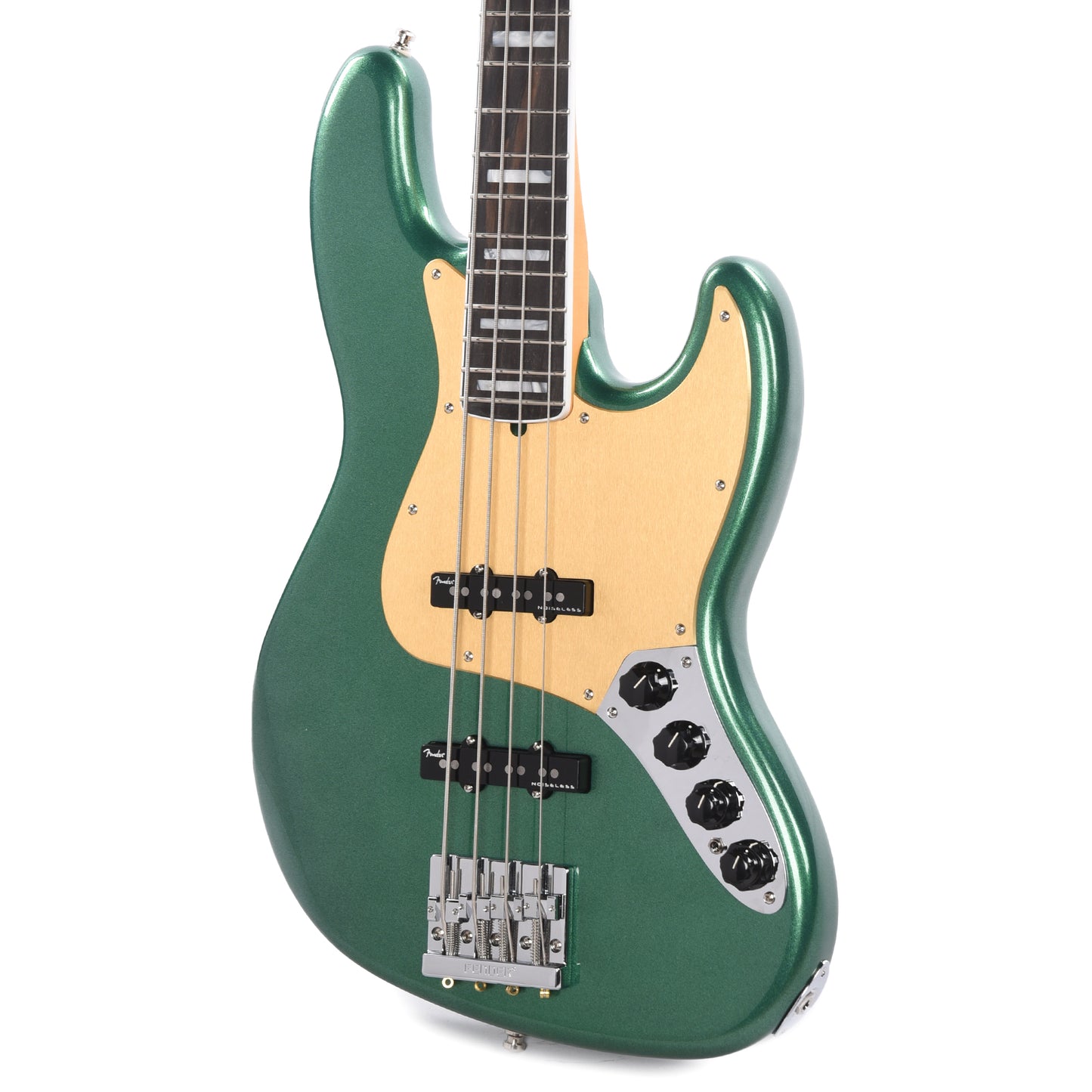 Fender American Ultra Jazz Bass Mystic Pine Green w/Ebony Fingerboard, Anodized Gold Pickguard, & Matching Headcap Bass Guitars / 4-String