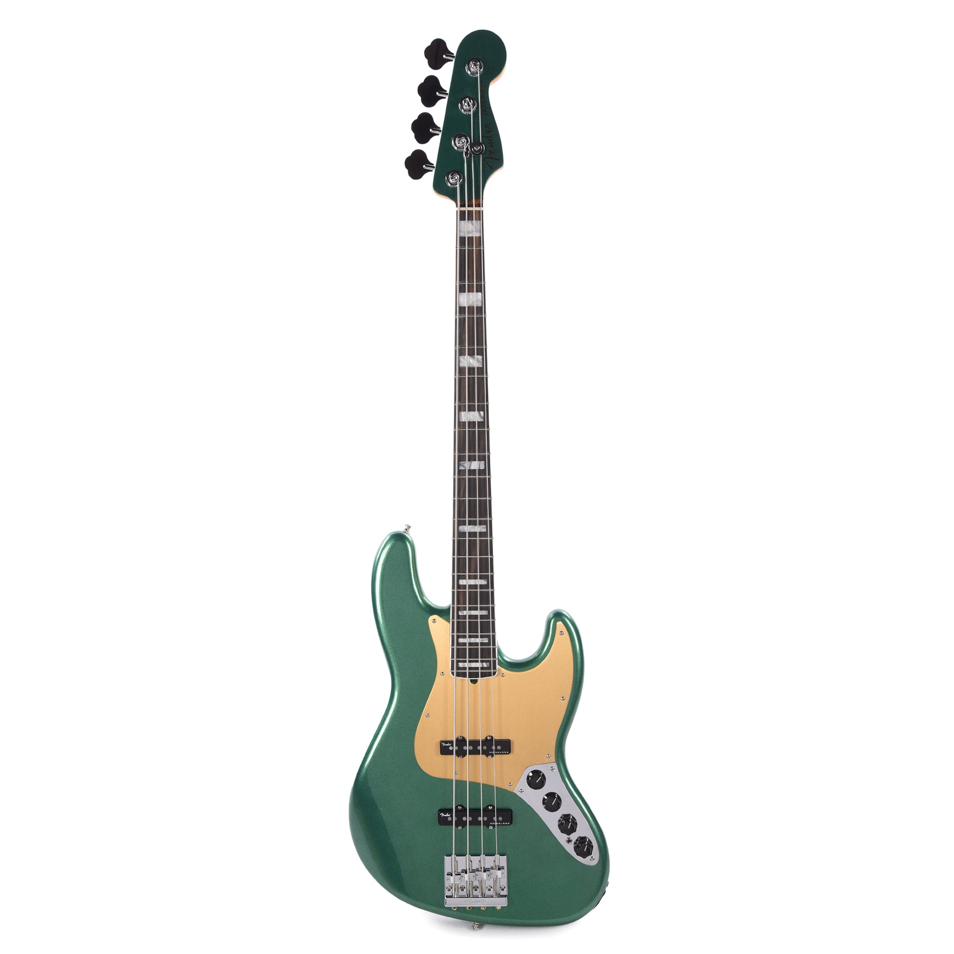 Fender American Ultra Jazz Bass Mystic Pine Green w/Ebony Fingerboard, Anodized Gold Pickguard, & Matching Headcap Bass Guitars / 4-String