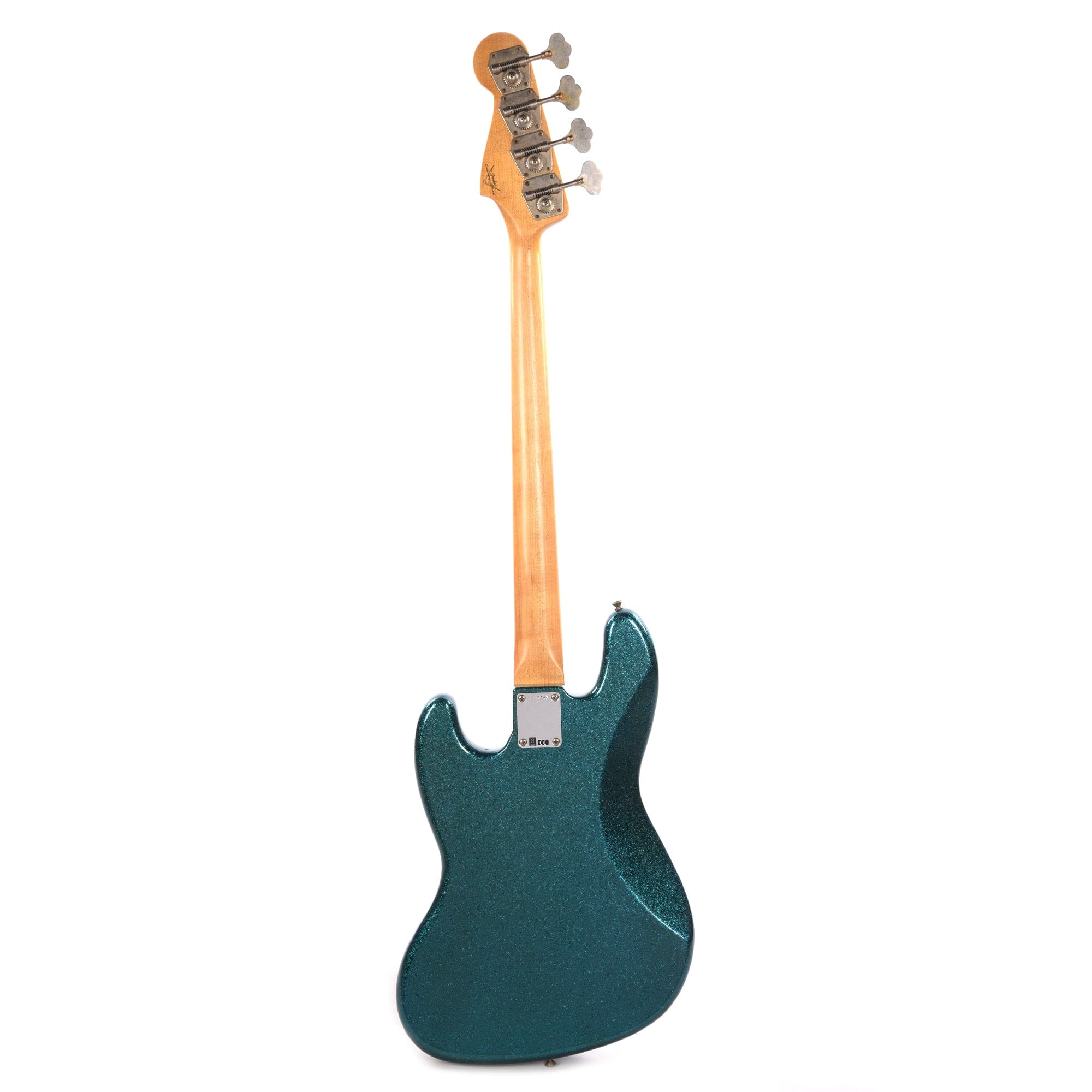 Fender Custom hopS 1960 Jazz Bass Journeyman Super Aged Blue Sparkle w/Painted Headcap & 3-Ply Parchment Pickguard Bass Guitars / 4-String
