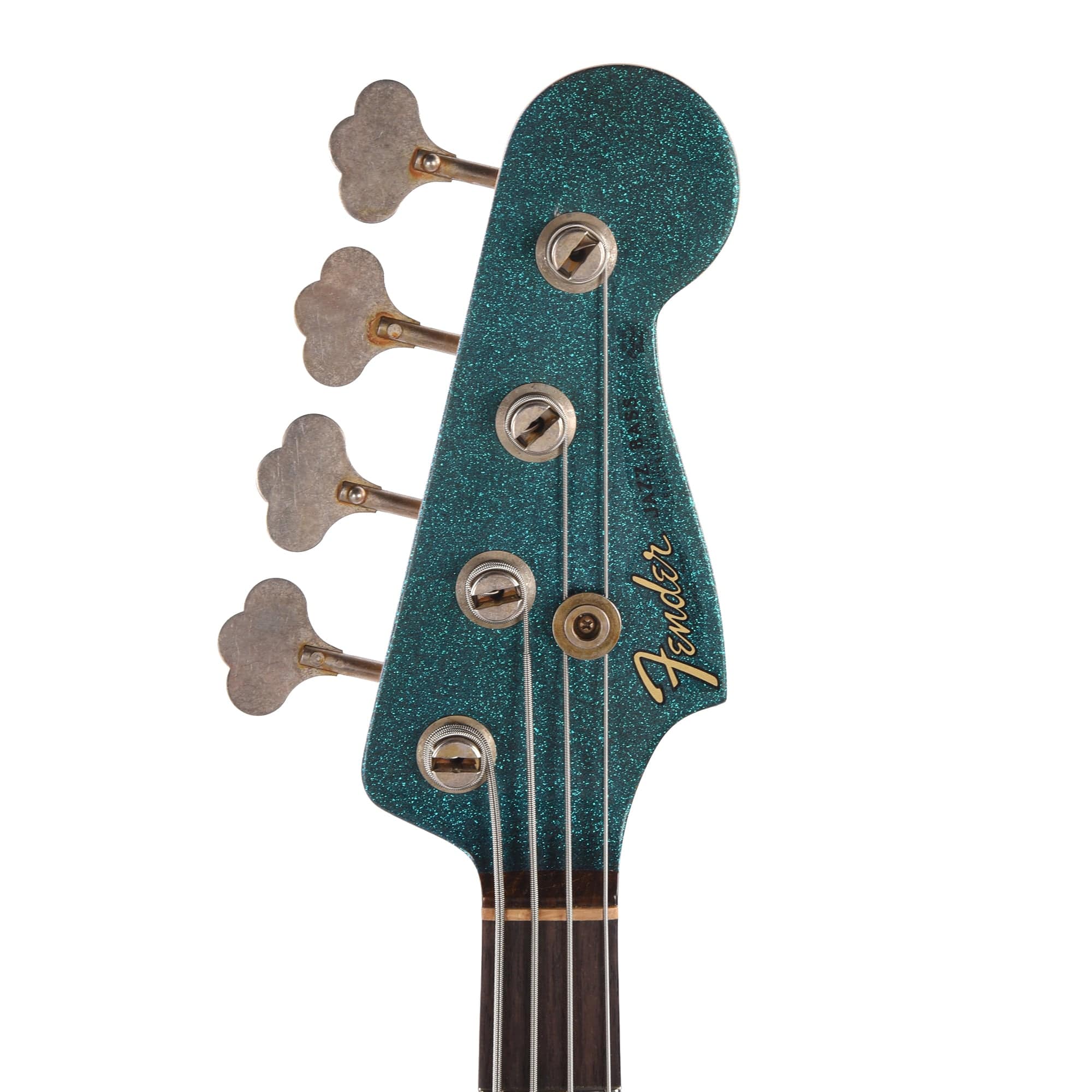 Fender Custom hopS 1960 Jazz Bass Journeyman Super Aged Blue Sparkle w/Painted Headcap & 3-Ply Parchment Pickguard Bass Guitars / 4-String