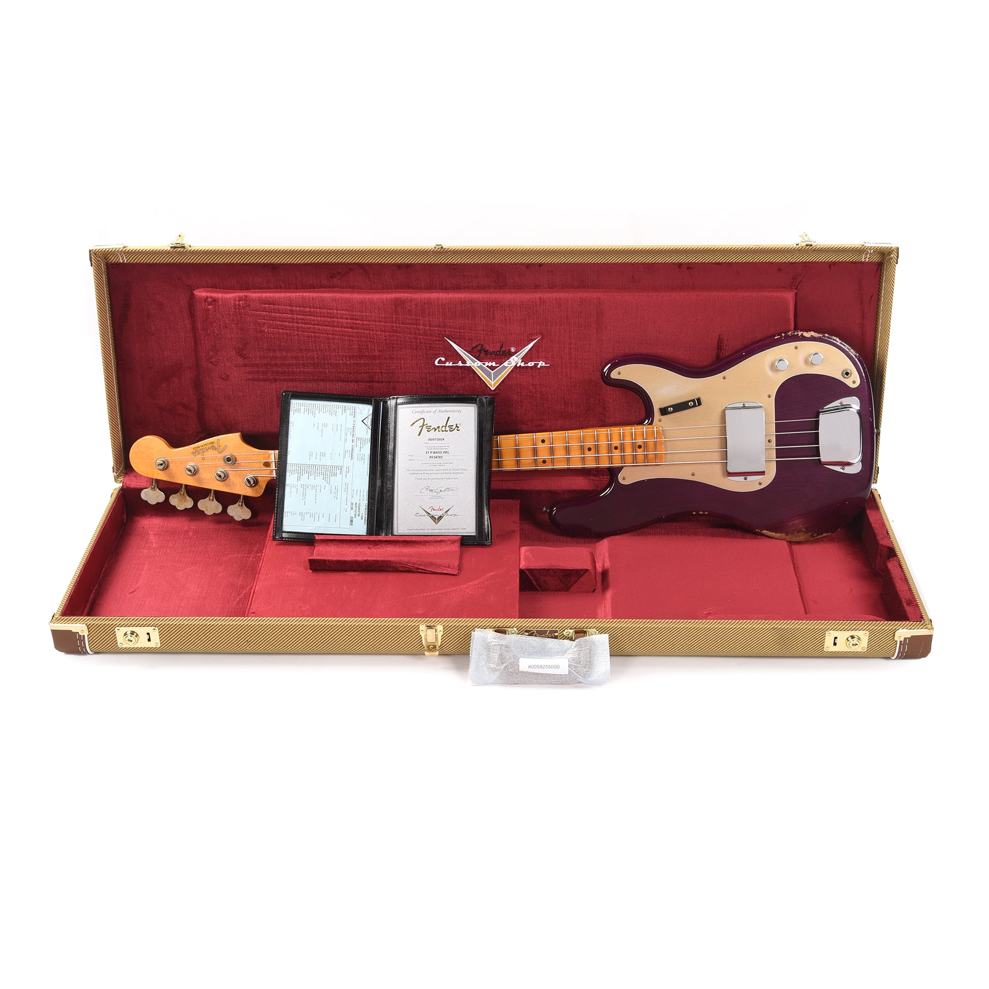 Fender Custom Shop 1957 Precision Bass Ash Relic Faded Trans Midnight Purple Bass Guitars / 4-String