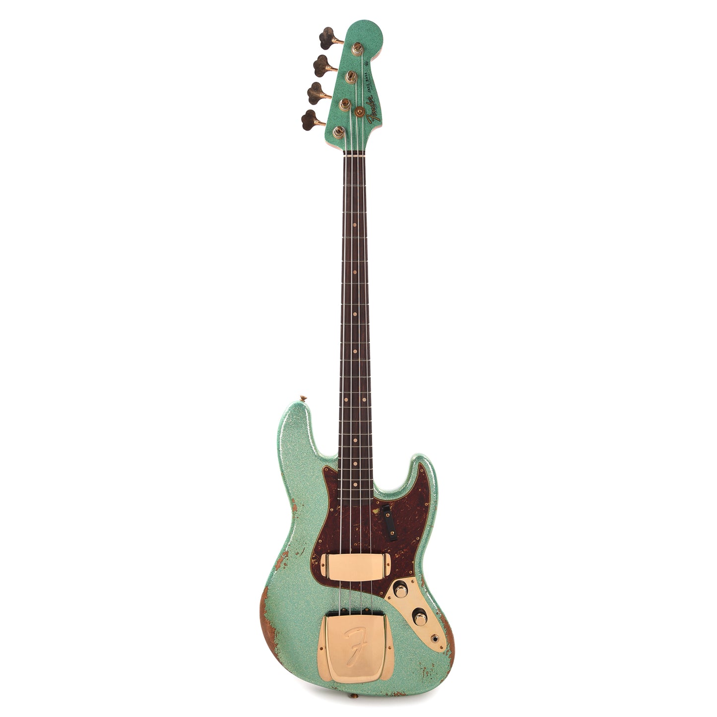 Fender Custom Shop 1960 Jazz Bass Heavy Relic Aged Sea Foam Green Sparkle w/Painted Headcap & Gold Hardware Bass Guitars / 4-String
