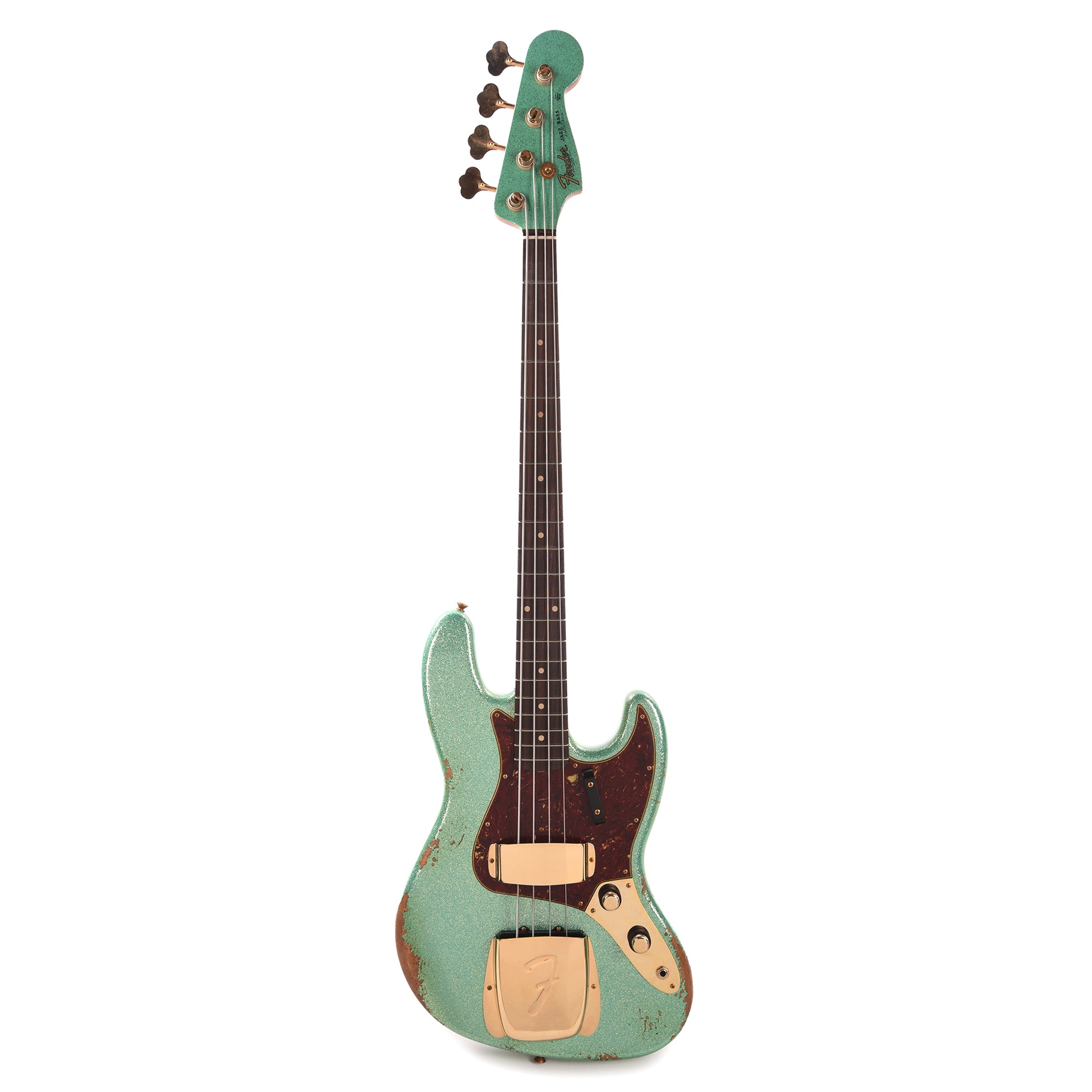 Fender Custom Shop 1960 Jazz Bass Heavy Relic Aged Sea Foam Green Sparkle w/Painted Headcap & Gold Hardware Bass Guitars / 4-String