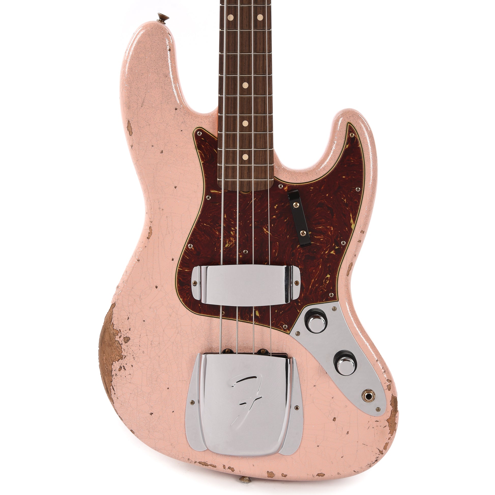 Fender Custom Shop 1960 Jazz Bass Heavy Relic Aged Shell Pink Sparkle w/Painted Headcap Bass Guitars / 4-String
