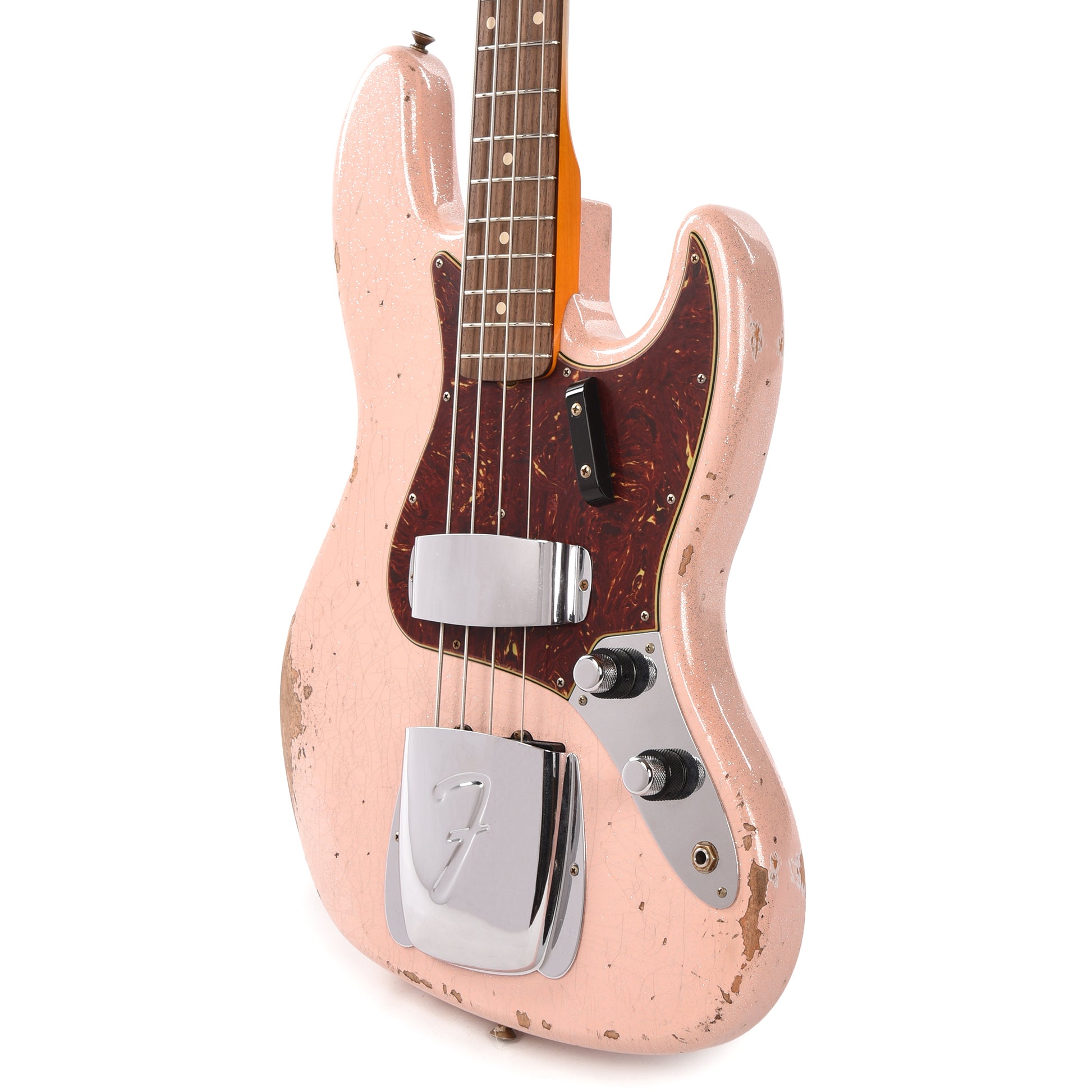 Fender Custom Shop 1960 Jazz Bass Heavy Relic Aged Shell Pink Sparkle w/Painted Headcap Bass Guitars / 4-String
