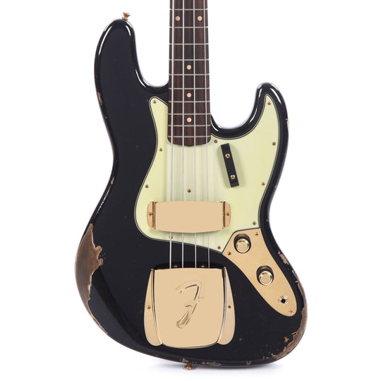 Fender Custom Shop 1960 Jazz Bass Heavy Relic Super Aged Black w/Painted Headcap Bass Guitars / 4-String