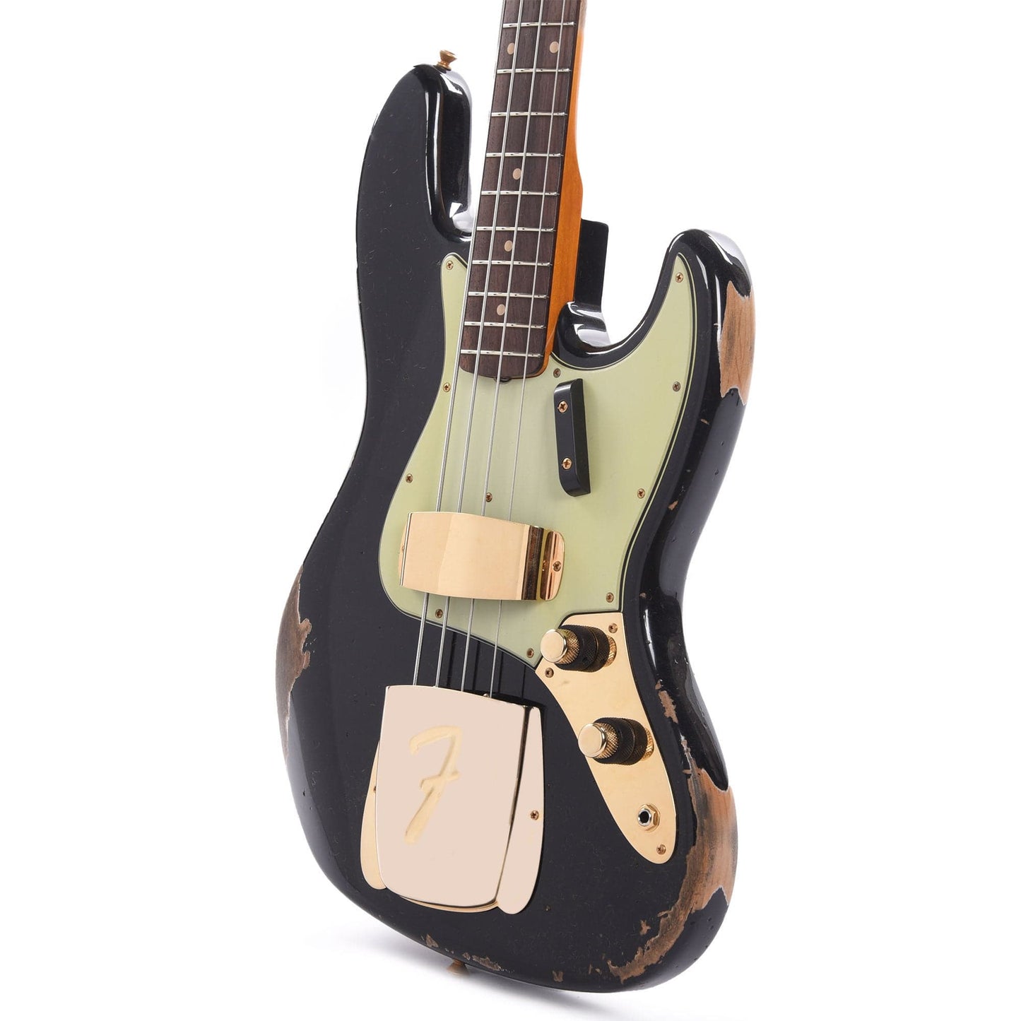 Fender Custom Shop 1960 Jazz Bass Heavy Relic Super Aged Black w/Painted Headcap Bass Guitars / 4-String