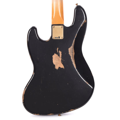 Fender Custom Shop 1960 Jazz Bass Heavy Relic Super Aged Black w/Painted Headcap Bass Guitars / 4-String
