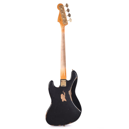 Fender Custom Shop 1960 Jazz Bass Heavy Relic Super Aged Black w/Painted Headcap Bass Guitars / 4-String