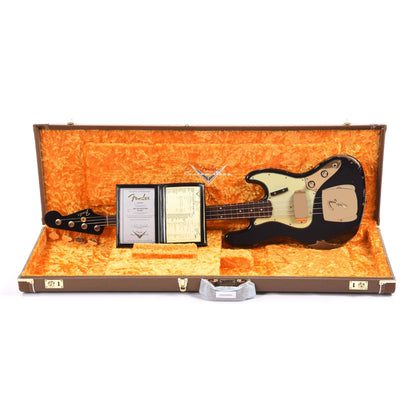 Fender Custom Shop 1960 Jazz Bass Heavy Relic Super Aged Black w/Painted Headcap Bass Guitars / 4-String