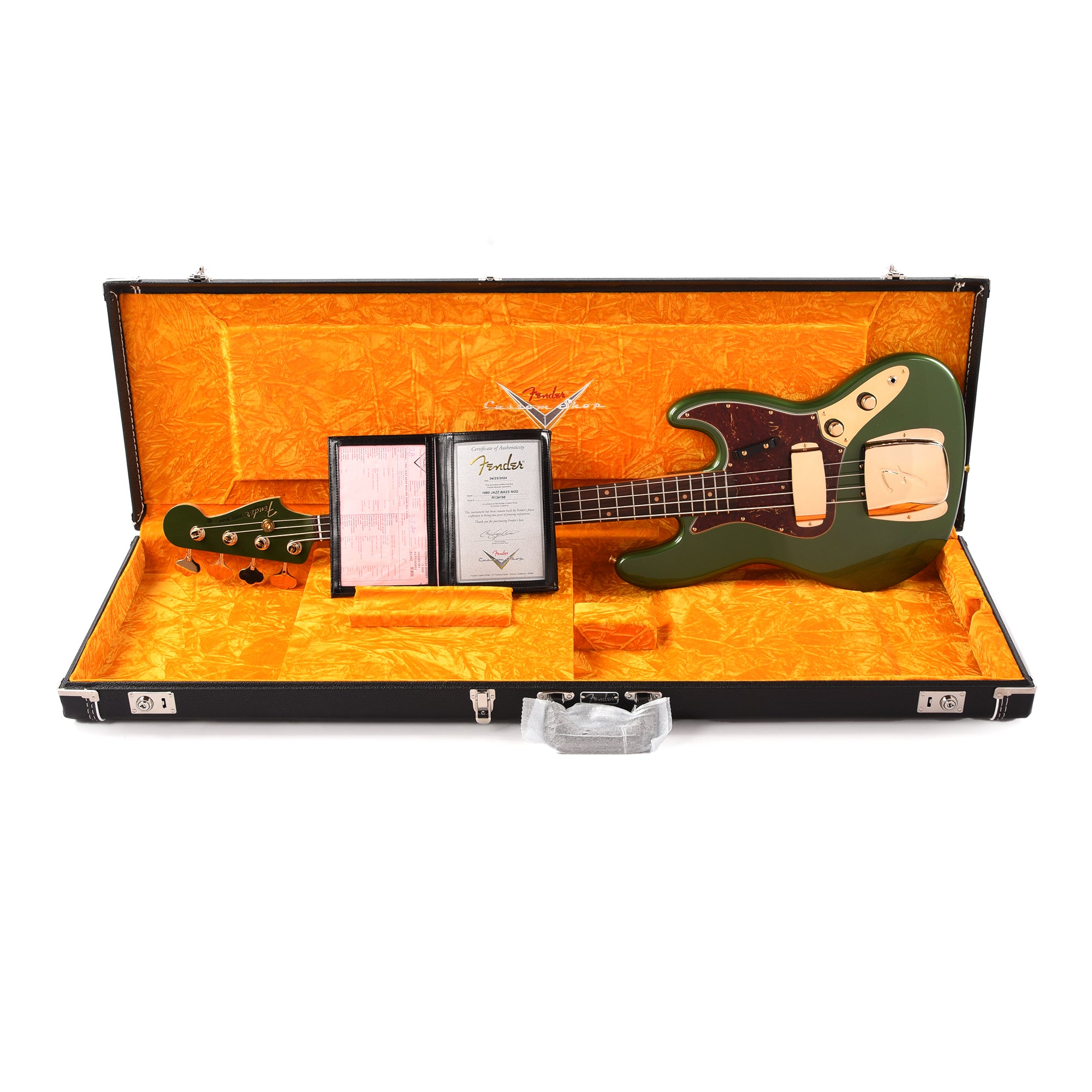 Fender Custom Shop 1960 Jazz Bass NOS Cadillac Green w/Painted Headcap, AAA Flame Maple Neck, & Gold Hardware Bass Guitars / 4-String