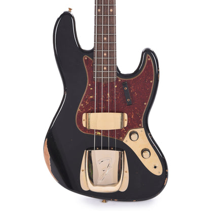 Fender Custom Shop 1960 Jazz Bass Relic Aged Black w/Painted Headcap & Gold Hardware Bass Guitars / 4-String