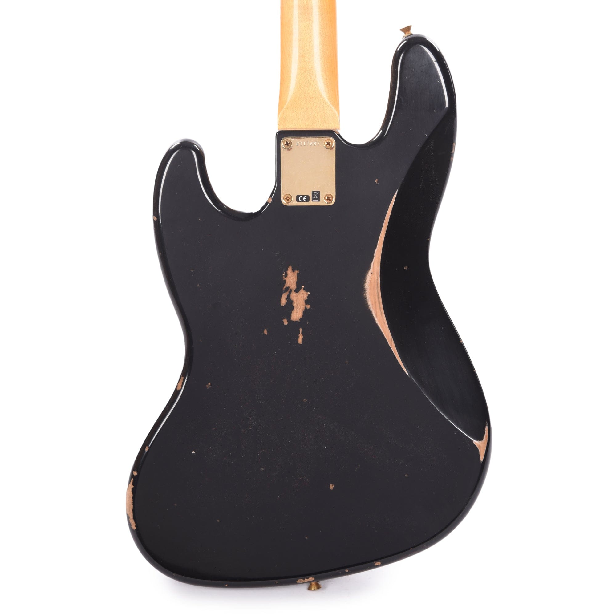 Fender Custom Shop 1960 Jazz Bass Relic Aged Black w/Painted Headcap & Gold Hardware Bass Guitars / 4-String