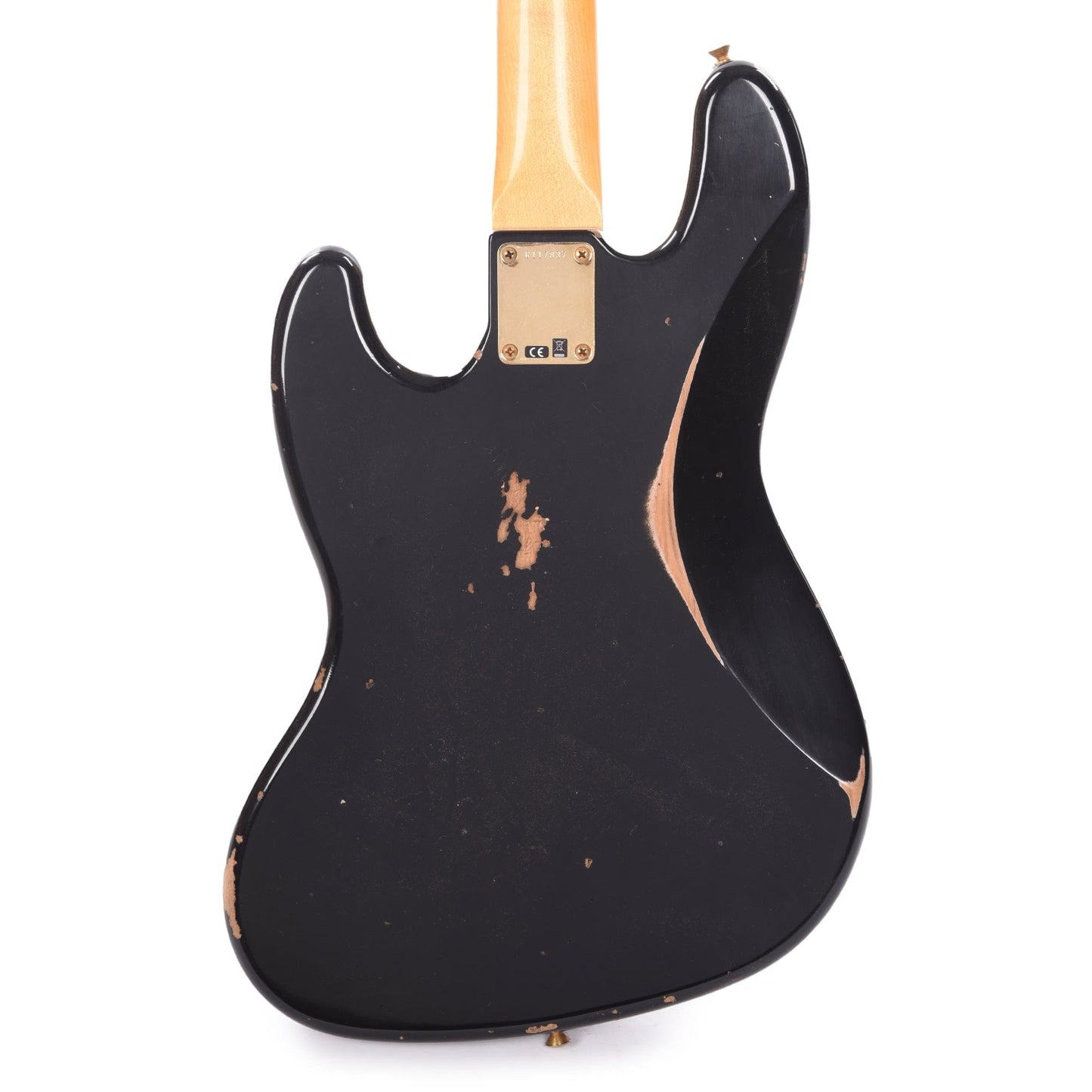 Fender Custom Shop 1960 Jazz Bass Relic Aged Black w/Painted Headcap & Gold Hardware Bass Guitars / 4-String