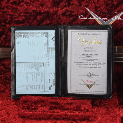 Fender Custom Shop 1960 Jazz Bass Relic Aged Black w/Painted Headcap & Gold Hardware Bass Guitars / 4-String