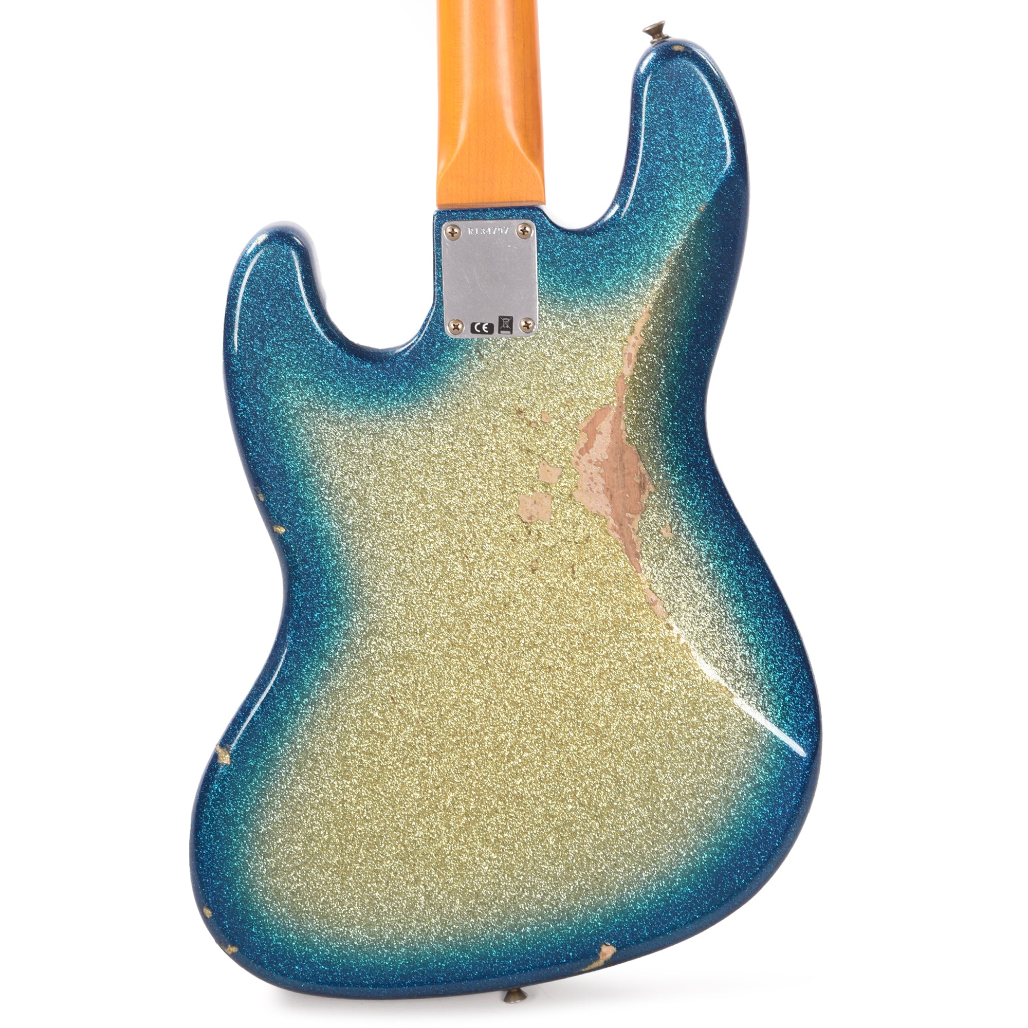 Fender Custom Shop 1960 Jazz Bass Relic Aged Gold Sparkle with Blue Sparkle Burst w/Painted Headcap Bass Guitars / 4-String