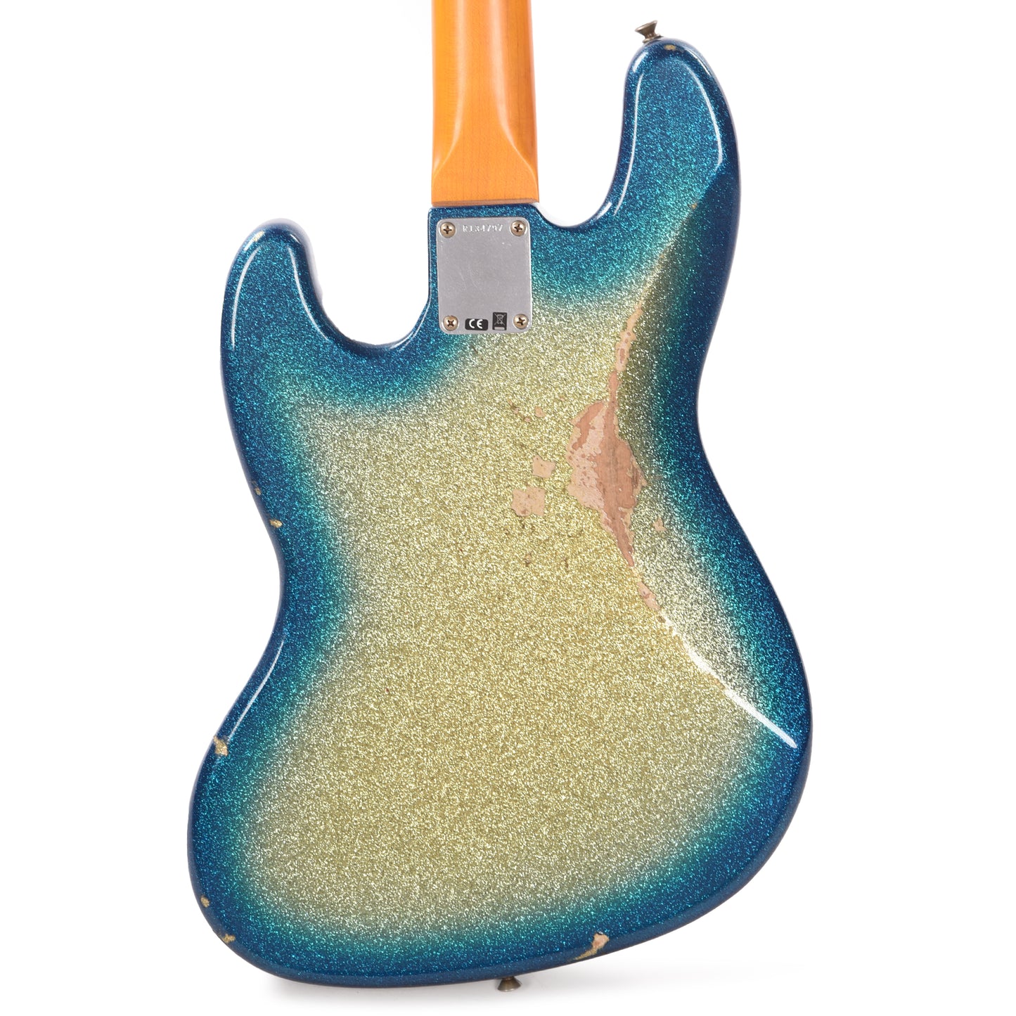 Fender Custom Shop 1960 Jazz Bass Relic Aged Gold Sparkle with Blue Sparkle Burst w/Painted Headcap Bass Guitars / 4-String