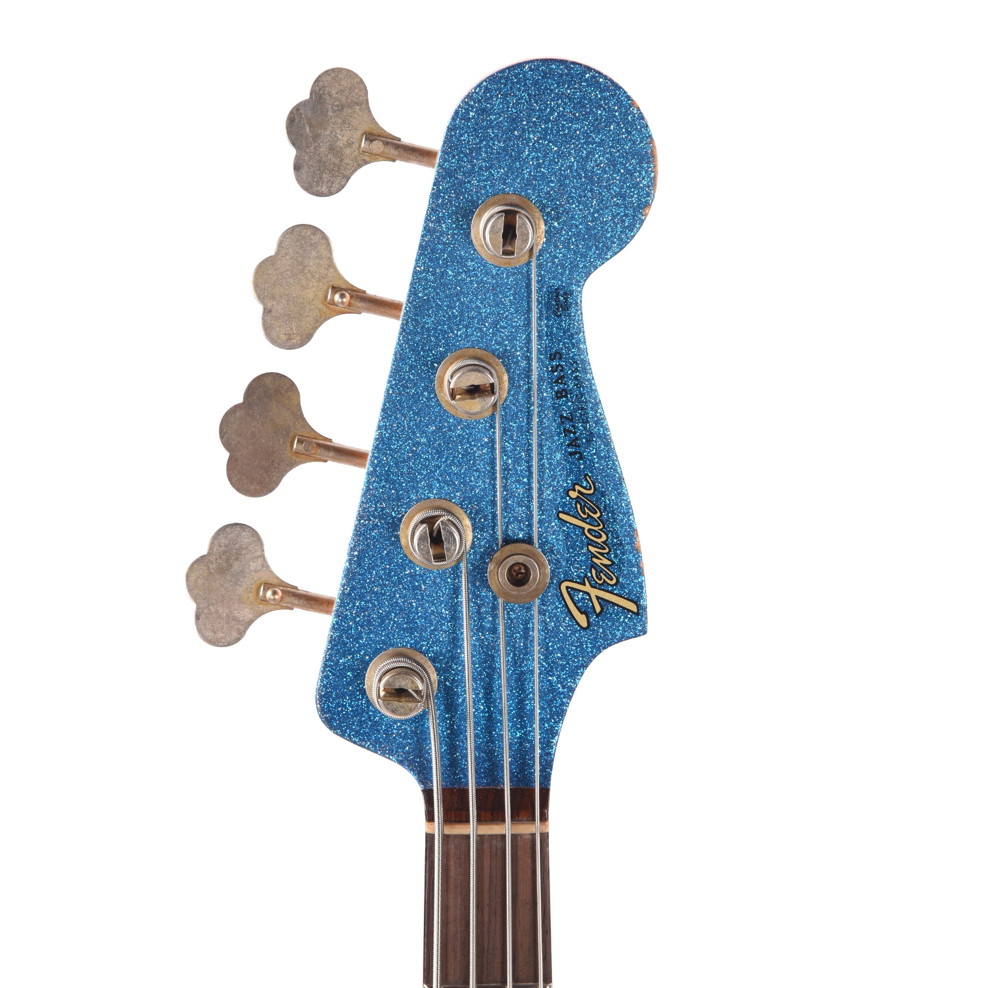 Fender Custom Shop 1960 Jazz Bass Relic Aged Gold Sparkle with Blue Sparkle Burst w/Painted Headcap Bass Guitars / 4-String