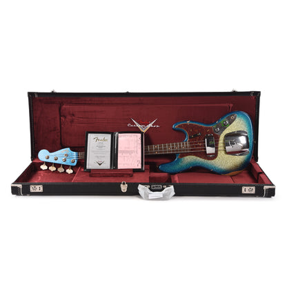 Fender Custom Shop 1960 Jazz Bass Relic Aged Gold Sparkle with Blue Sparkle Burst w/Painted Headcap Bass Guitars / 4-String