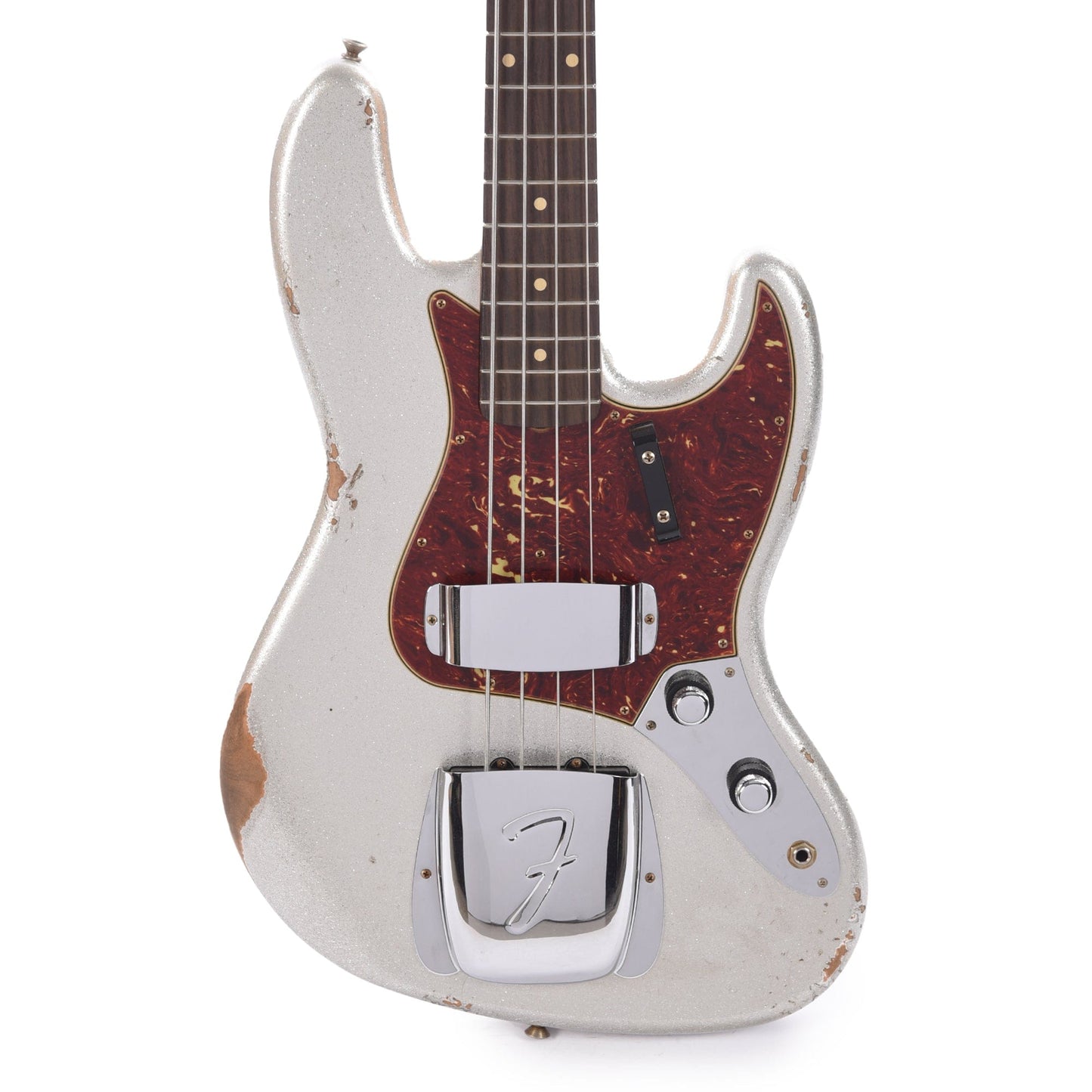 Fender Custom Shop 1960 Jazz Bass Relic Faded Inca Silver Sparkle w/Painted Headcap Bass Guitars / 4-String