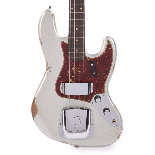 Fender Custom Shop 1960 Jazz Bass Relic Faded Inca Silver Sparkle w/Painted Headcap Bass Guitars / 4-String