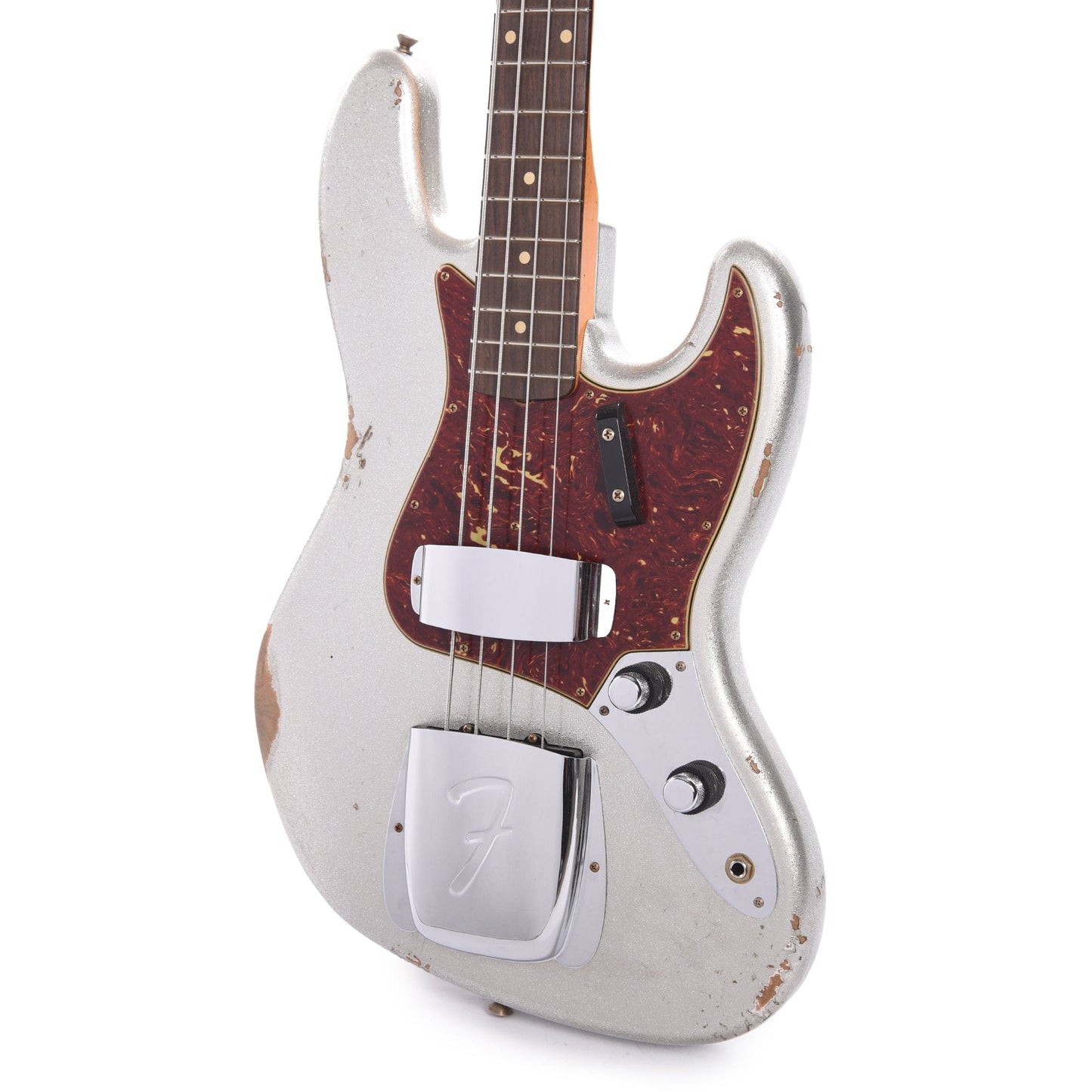 Fender Custom Shop 1960 Jazz Bass Relic Faded Inca Silver Sparkle w/Painted Headcap Bass Guitars / 4-String