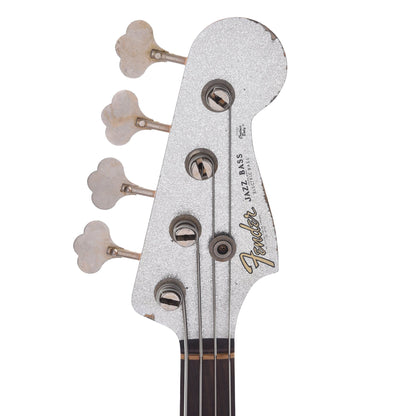 Fender Custom Shop 1960 Jazz Bass Relic Faded Inca Silver Sparkle w/Painted Headcap Bass Guitars / 4-String