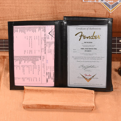 Fender Custom Shop 1960 Jazz Bass Relic Shoreline Gold w/Painted Headcap Bass Guitars / 4-String