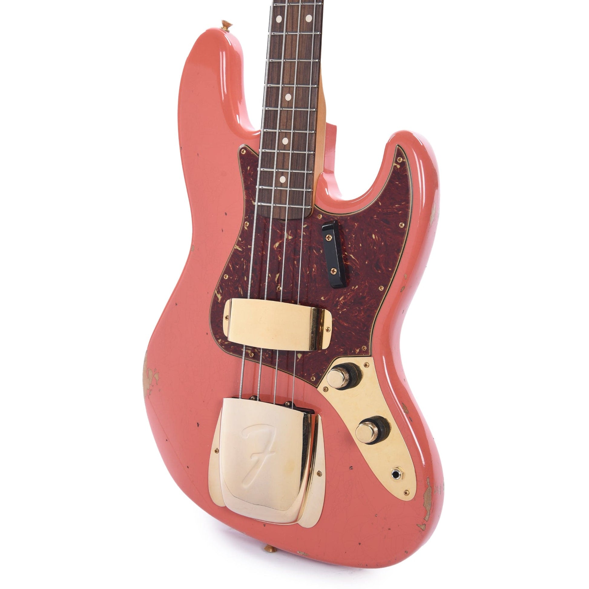 Fender Custom Shop 1960 Jazz Bass Relic Super Faded/Aged Tahitian Coral w/Painted Headcap & Gold Hardware Bass Guitars / 4-String