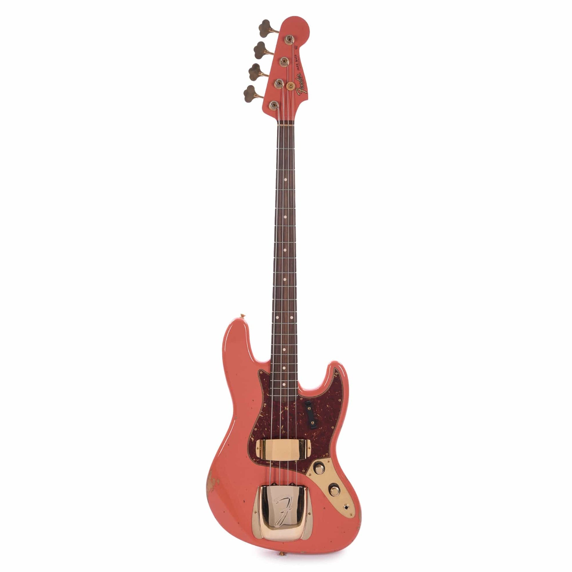 Fender Custom Shop 1960 Jazz Bass Relic Super Faded/Aged Tahitian Coral w/Painted Headcap & Gold Hardware Bass Guitars / 4-String
