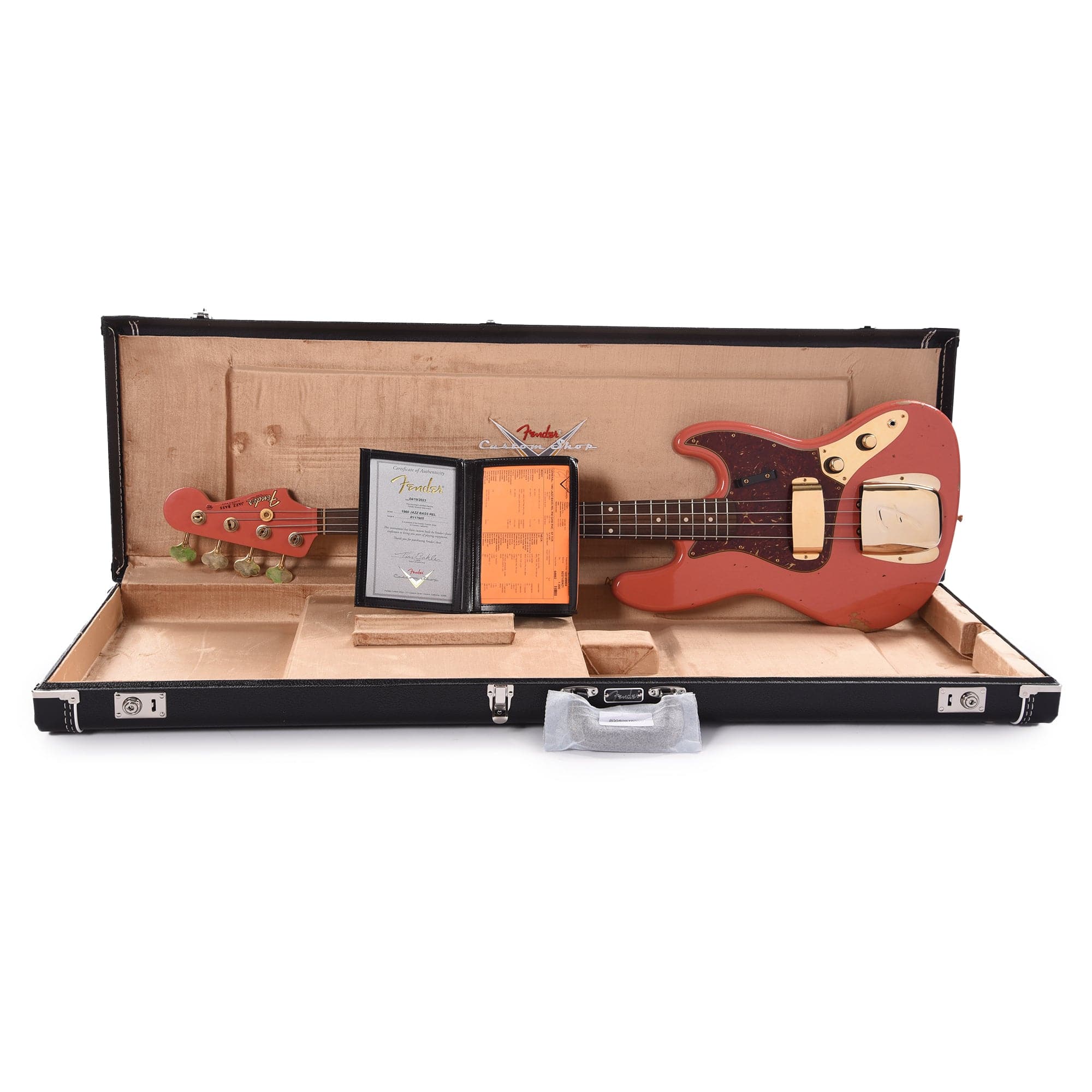 Fender Custom Shop 1960 Jazz Bass Relic Super Faded/Aged Tahitian Coral w/Painted Headcap & Gold Hardware Bass Guitars / 4-String