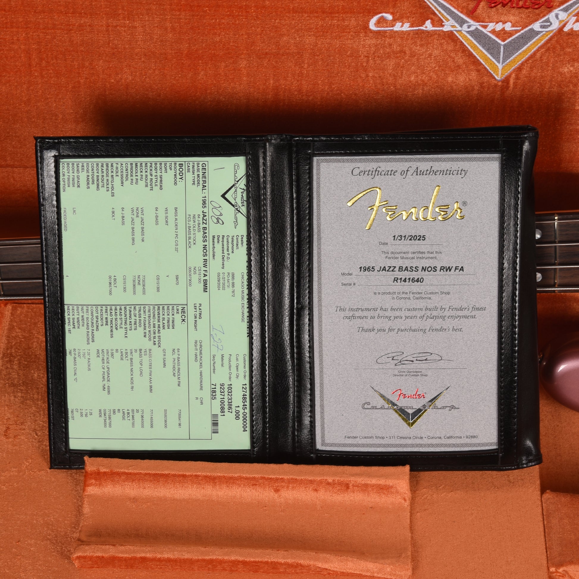 Fender Custom Shop 1965 Jazz Bass NOS Faded Aged Burgundy Mist Metallic Bass Guitars / 4-String