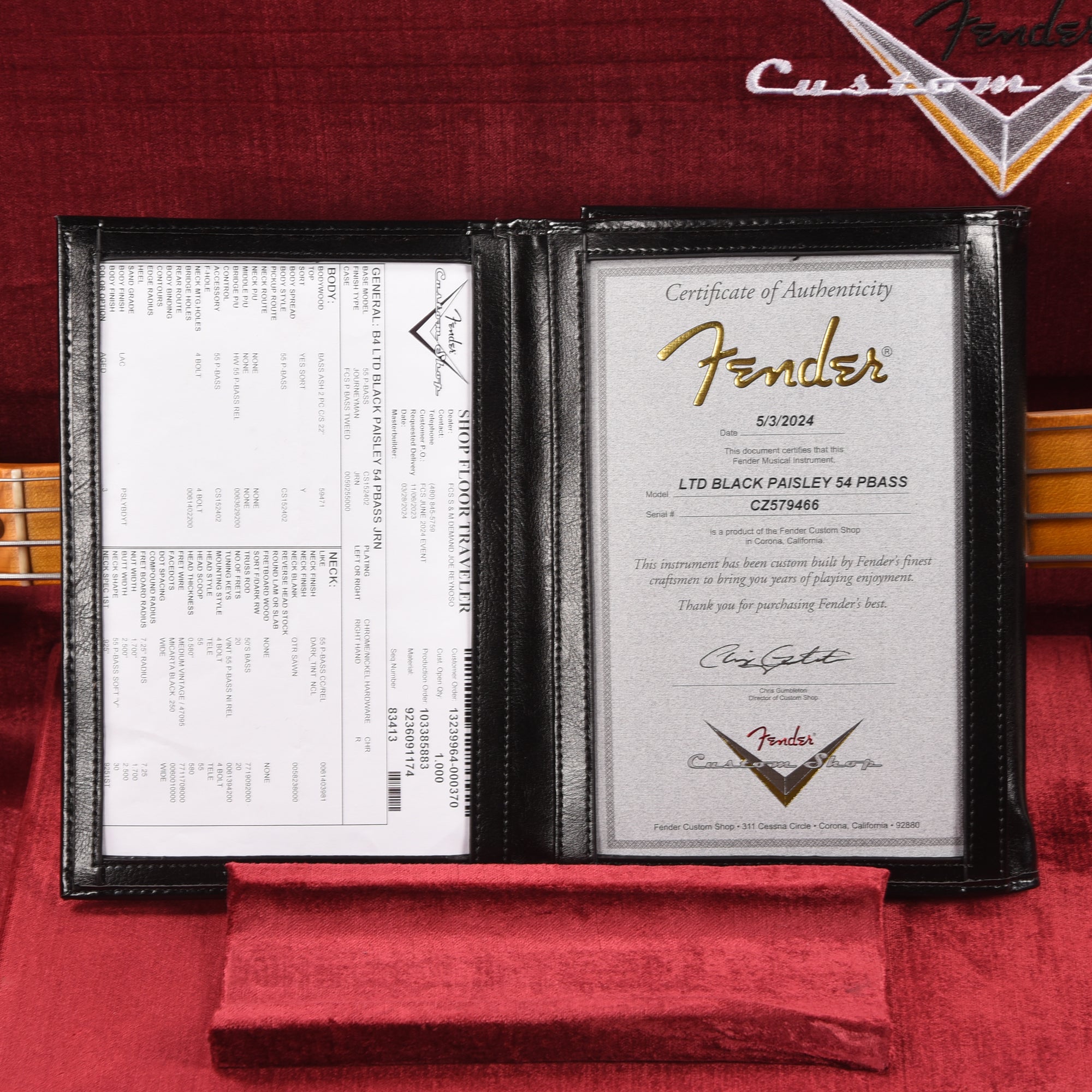 Fender Custom Shop Limited Edition 1954 Precision Bass Journeyman Relic Black Paisley Bass Guitars / 4-String