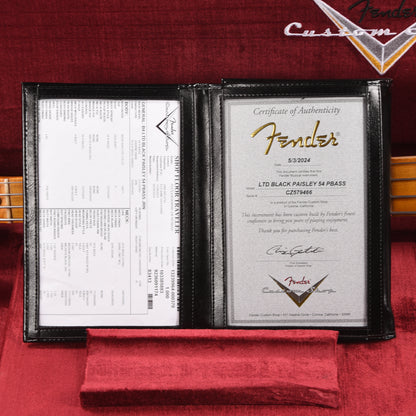 Fender Custom Shop Limited Edition 1954 Precision Bass Journeyman Relic Black Paisley Bass Guitars / 4-String