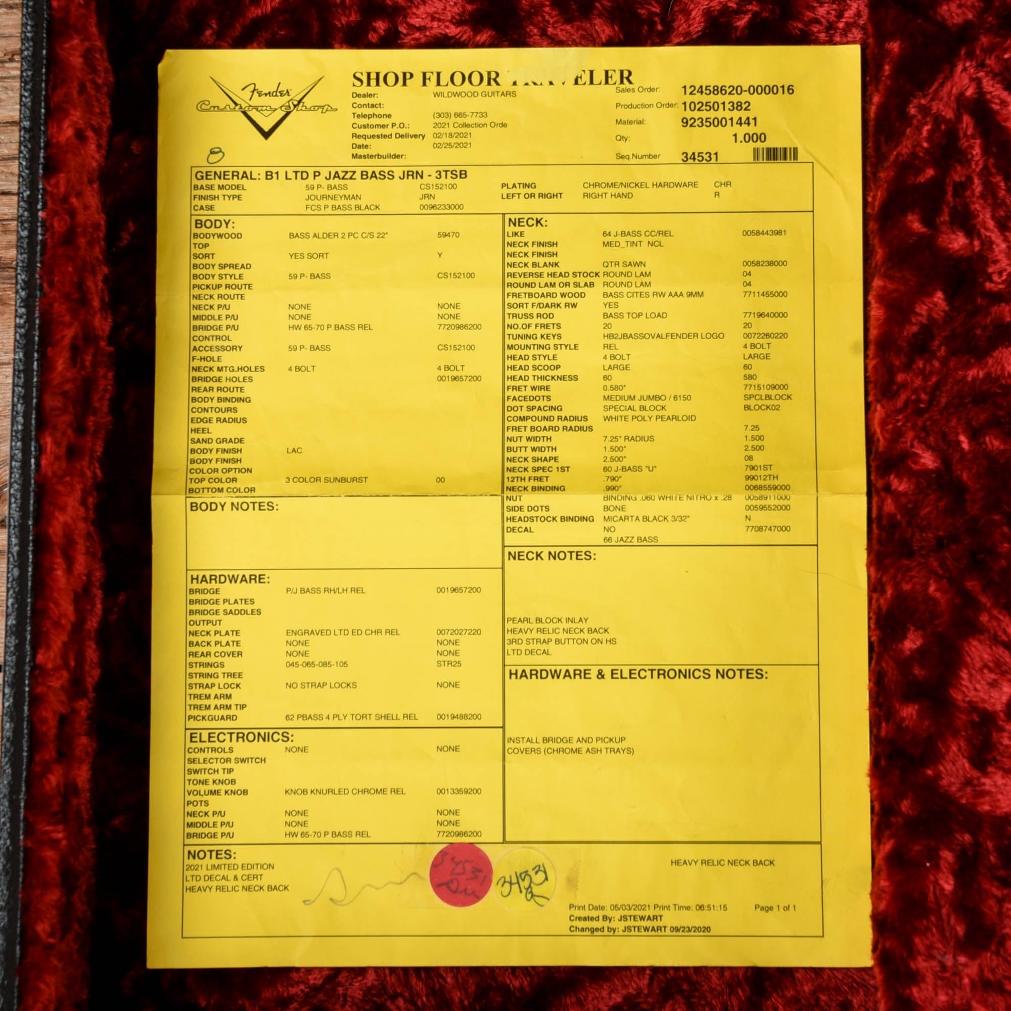 Fender Custom Shop Limited Edition P Jazz Bass Journeyman Relic Sunburst 2021 Bass Guitars / 4-String