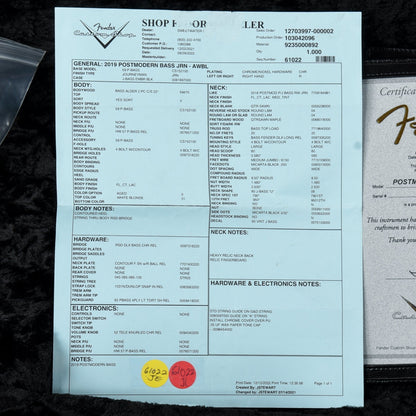 Fender Custom Shop Post Modern Journeyman Relic Aged White Blonde 2022 Bass Guitars / 4-String