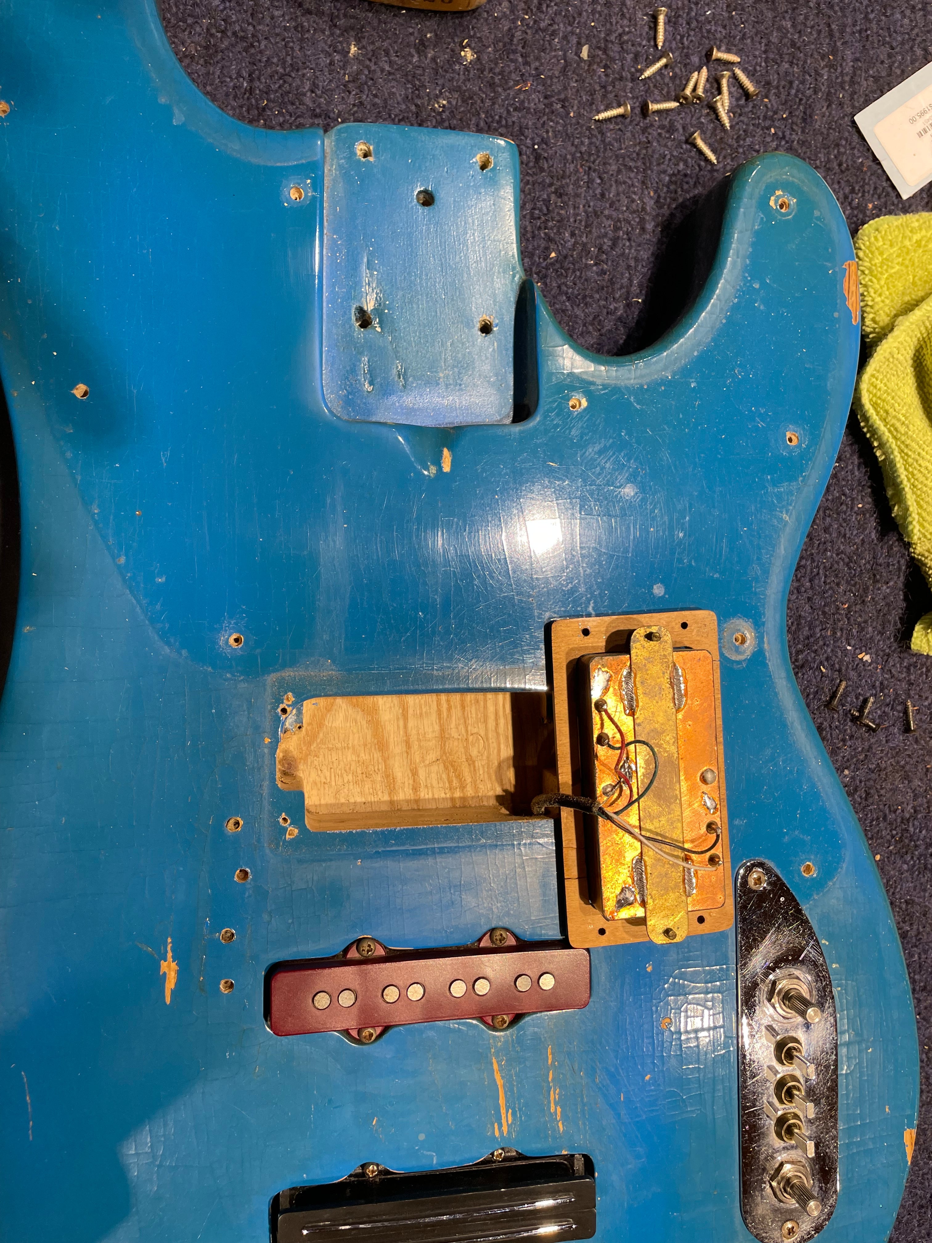 Fender Late '60s Telecaster Bass Body w/Late '62 Veneer Precision Bass Neck Blue Refin 1960s Bass Guitars / 4-String