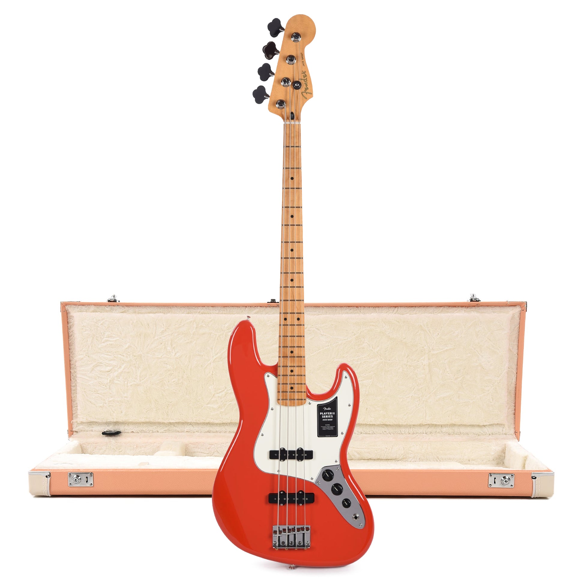 Fender Player II Jazz Bass MN Coral Red and Pacific Peach Hardshell Case Bundle Bass Guitars / 4-String