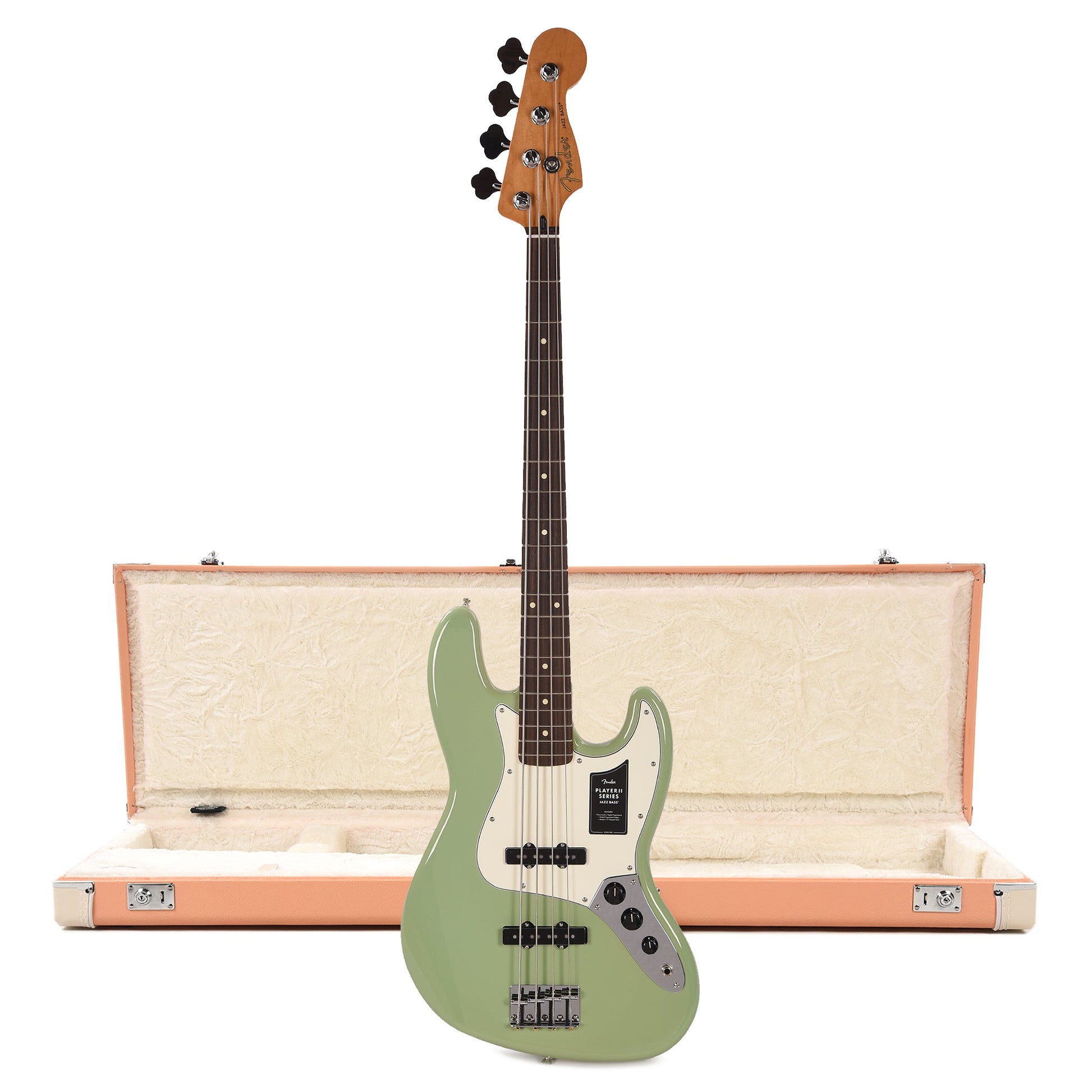 Fender Player II Jazz Bass RW Birch Green and Pacific Peach Hardshell Case Bundle Bass Guitars / 4-String