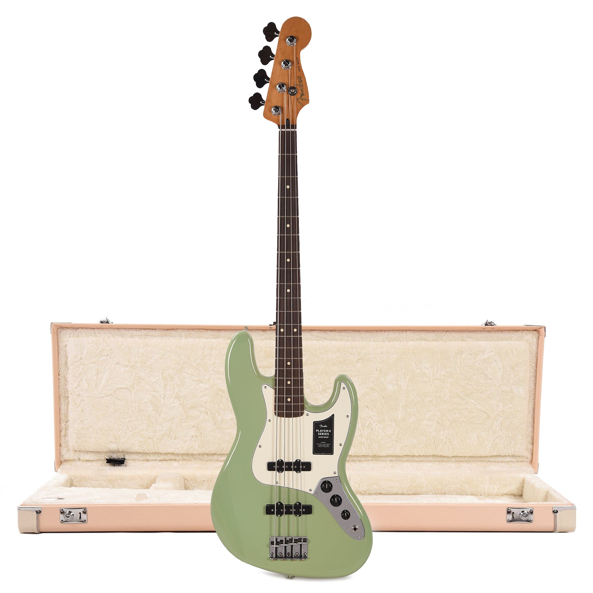 Fender Player II Jazz Bass RW Birch Green and Shell Pink Hardshell Case Bundle Bass Guitars / 4-String