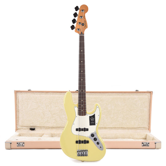 Fender Player II Jazz Bass RW Hialeah Yellow and Shell Pink Hardshell Case Bundle Bass Guitars / 4-String
