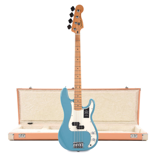 Fender Player II Precision Bass MN Aquatone Blue and Pacific Peach Hardshell Case Bundle Bass Guitars / 4-String