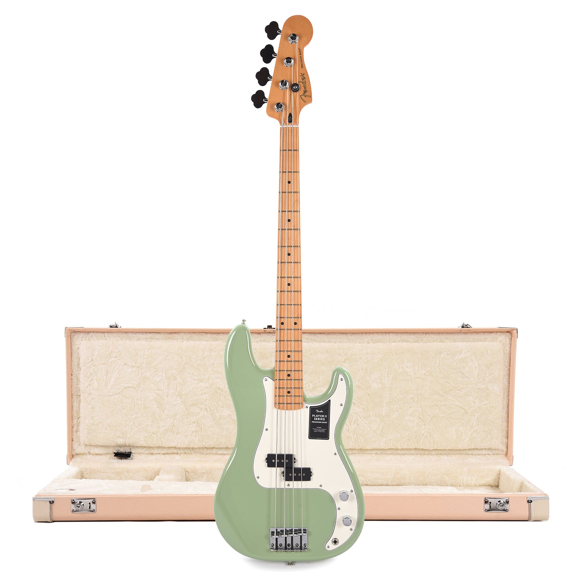 Fender Player II Precision Bass MN Birch Green and Shell Pink Hardshell Case Bundle Bass Guitars / 4-String