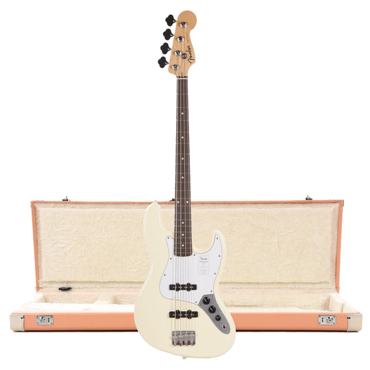 Fender Standard Jazz Bass LRL Olympic White and Pacific Peach Hardshell Case Bundle Bass Guitars / 4-String